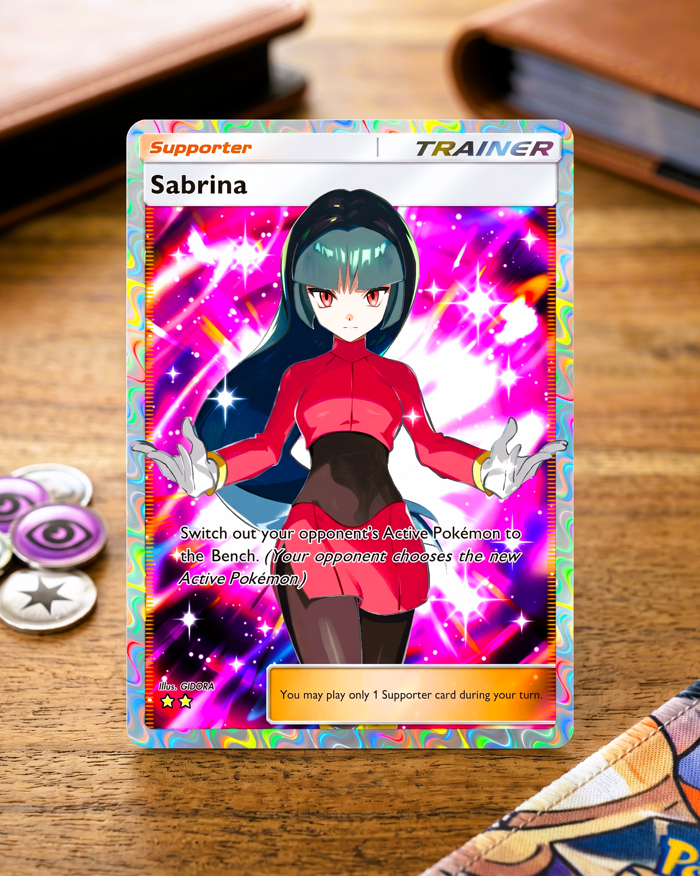 TCG Pocket Physische Custom-Karte | Trainerin Sabrina Full Art A1-272 – Genetischer Apex