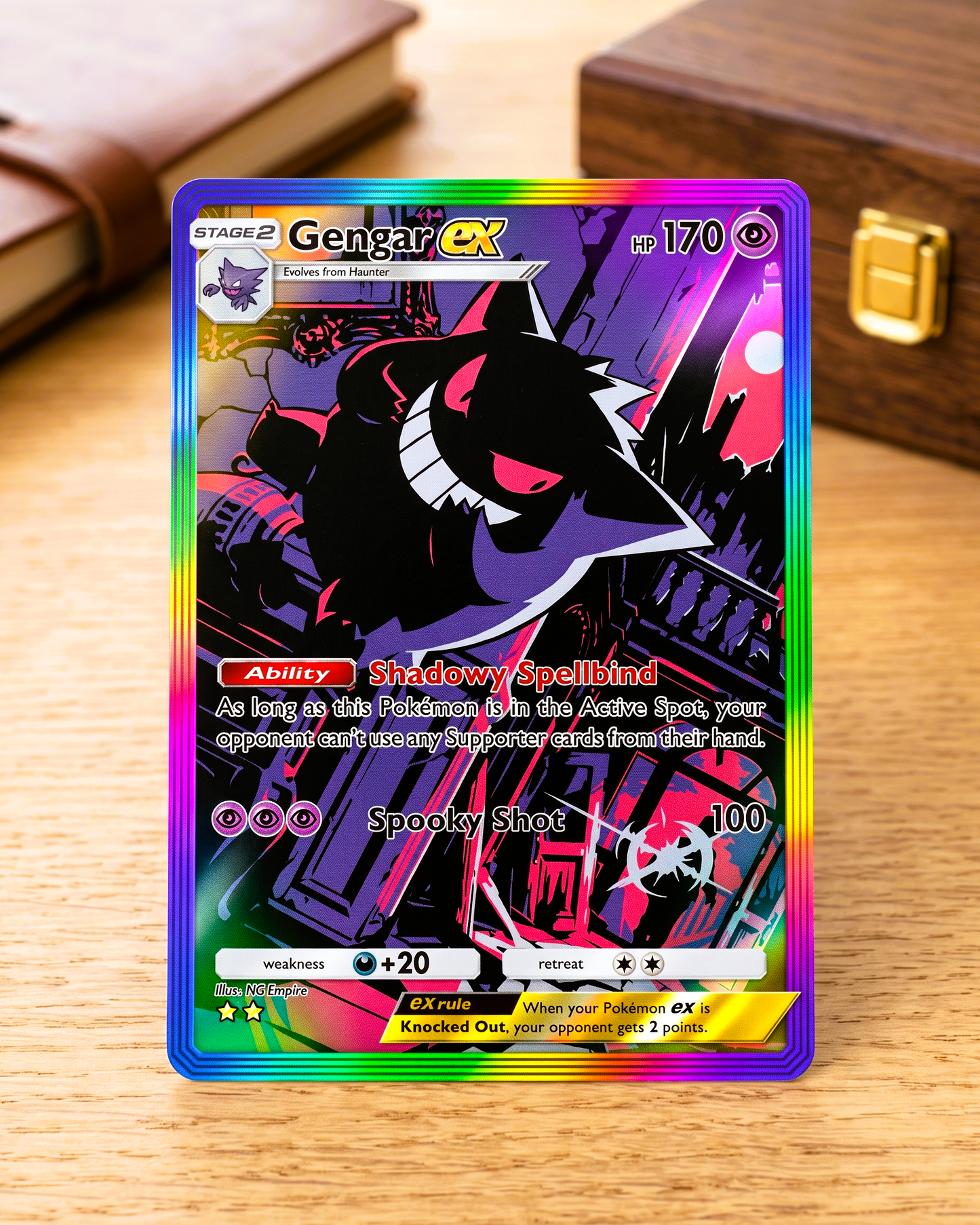 Carte personnalisée physique TCG Pocket | Gengar EX Arc-en-ciel A1-277 – Genetic Apex