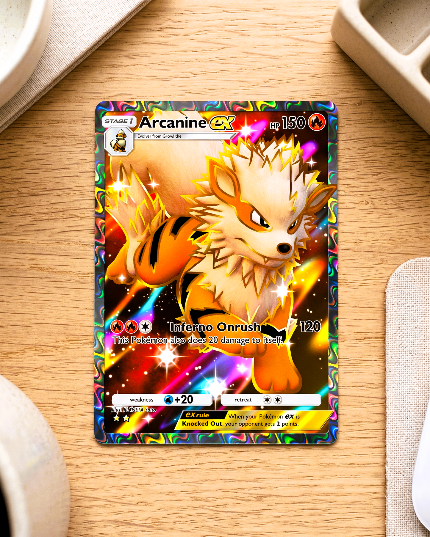 TCG-Physische Custom-Karte | Arcanine EX Full Art A1-254 – Genetic Apex