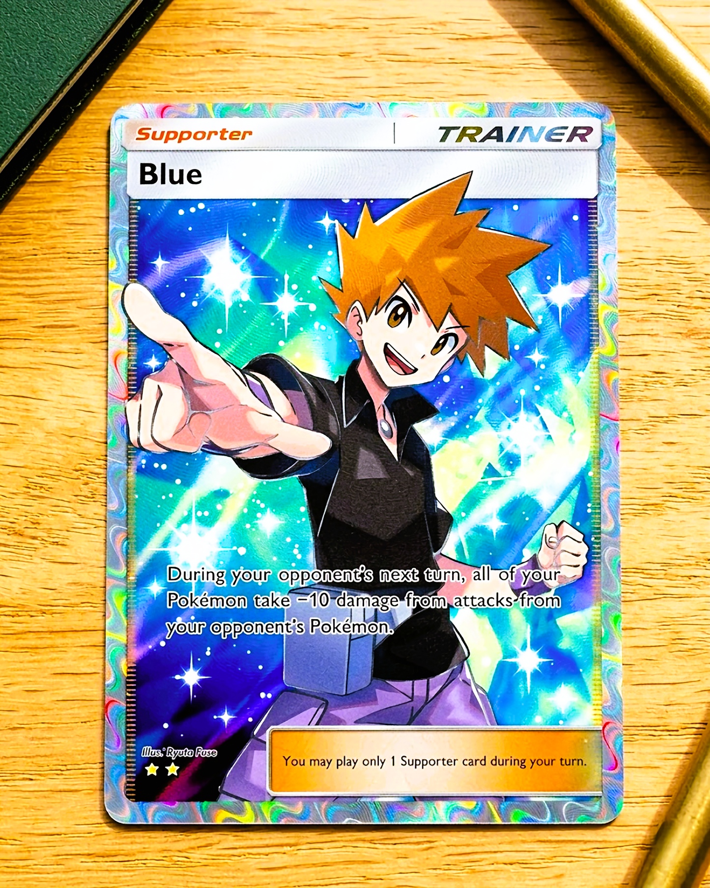 TCG Pocket Physische Custom Card | Trainer Blau Vollbild A1a-081 – Mythical Island