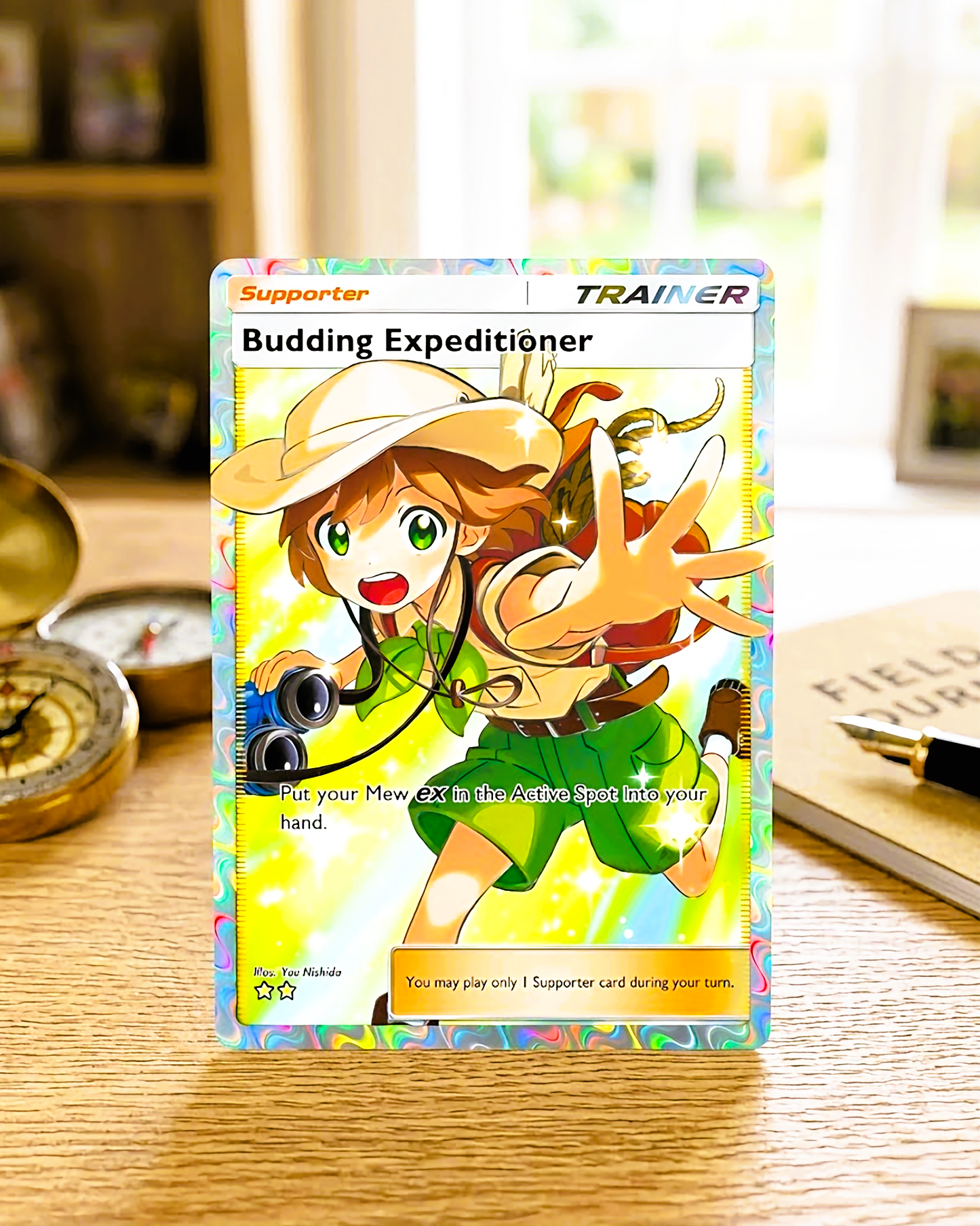 TCG Pocket Physische Custom-Karte | Trainer Knospender Expeditionär Vollbild A1a-080 – Mythische Insel